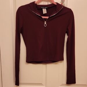 Red Fitted Crop Sweatshirt
